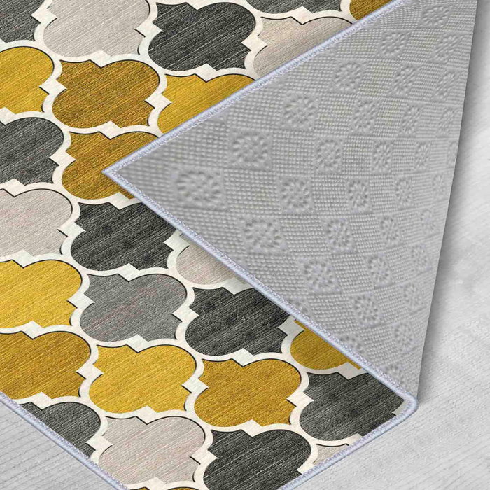 Conceptum Alfombra 100x150 cm Gris, Mostaza y Gris Oscuro